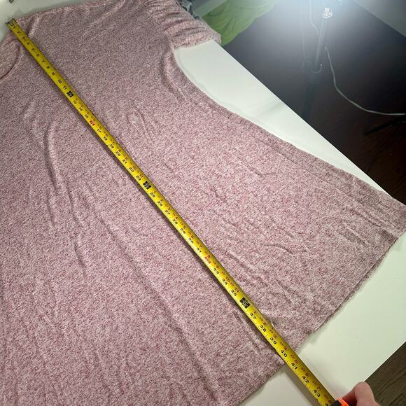 Lane Bryant Women's 26/28 Pink White Marled Ruffle Sleeve Shift Dress Stretch - Picture 8 of 9